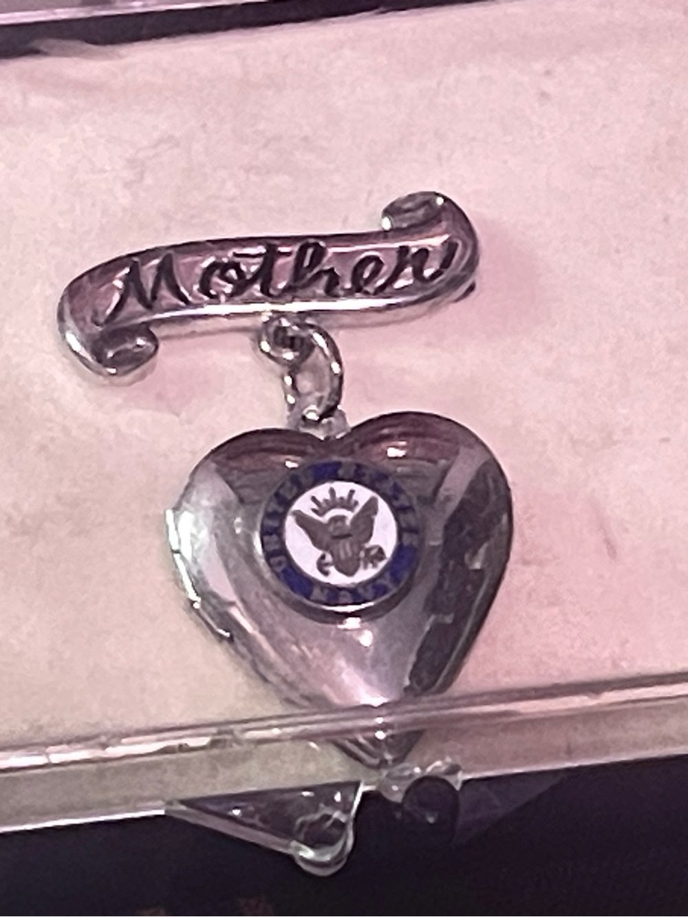 Mother Heart Locket Pendant - Silver with Blue Accent